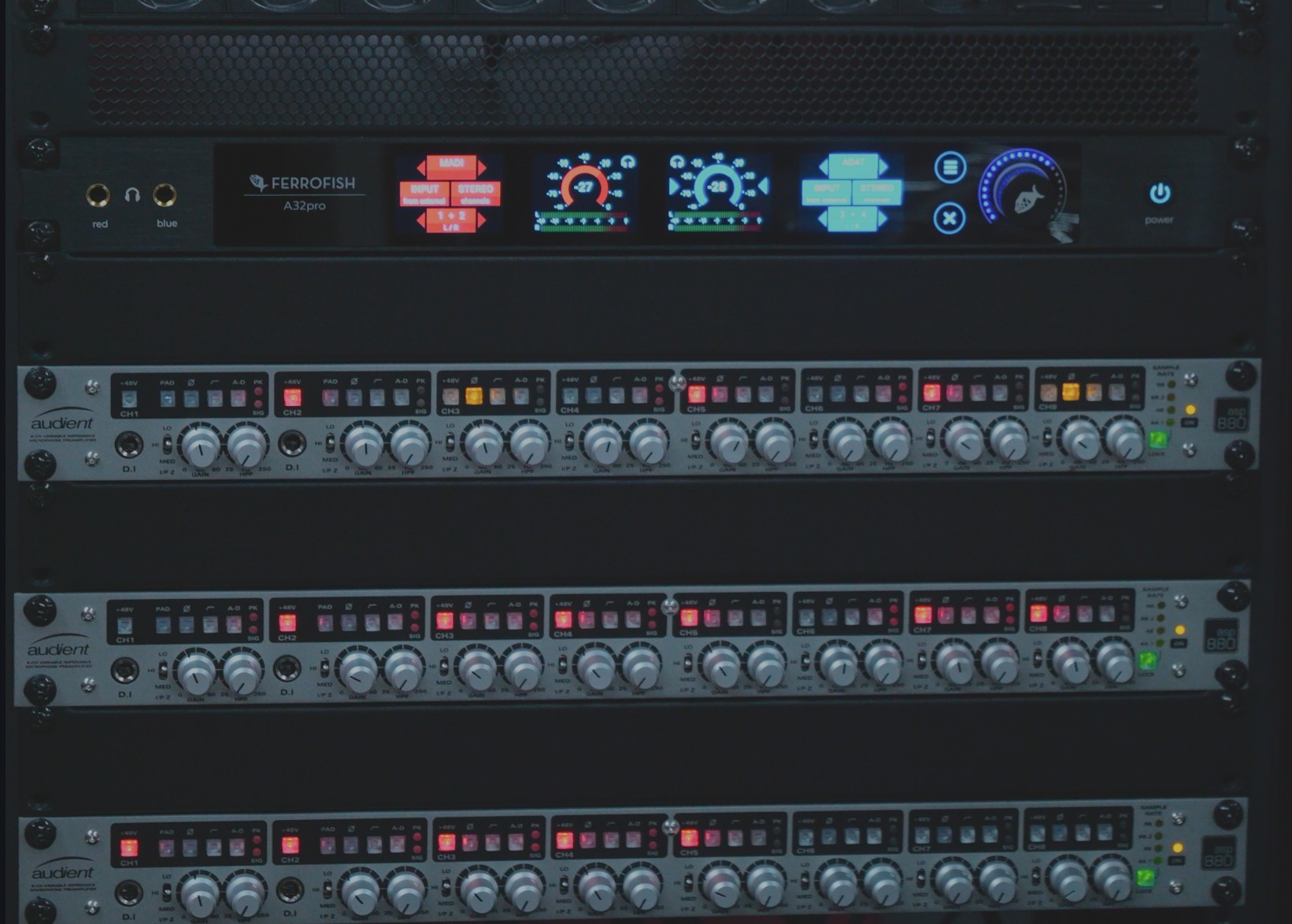 3x asp880 and ferrofisch a32pro for 24+ separate high level audio tracks